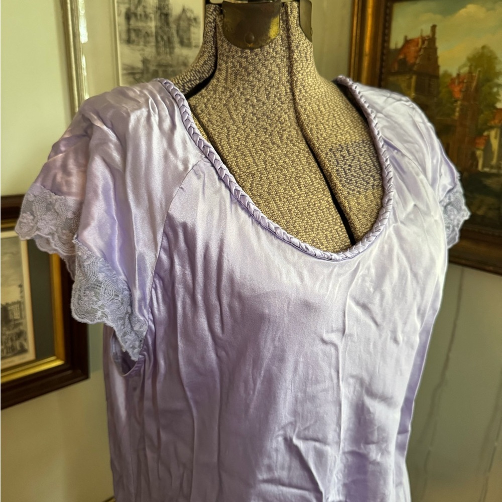 Lavender Lace Trim SILK nightgown